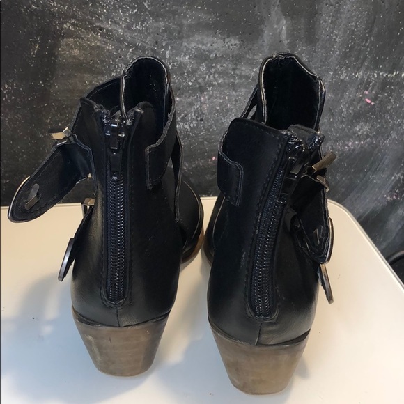 Yoki Leather Ankle Open Side Buckle Flat Booties - Picture 3 of 7